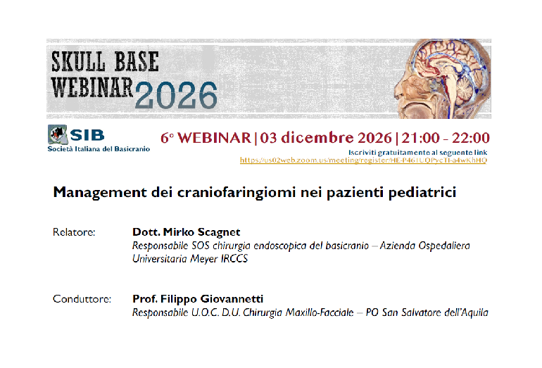 6° WEBINAR 2026 - Management dei craniofaringiomi nei pazienti pediatrici