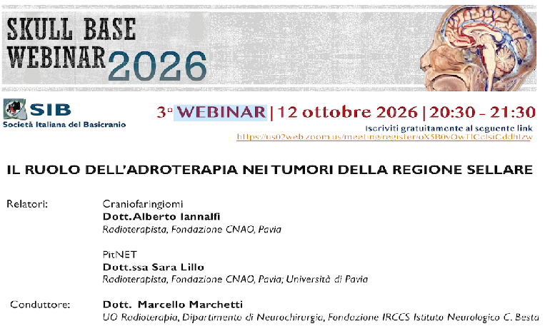 3° WEBINAR 2026 - IL RUOLO DELL’ADROTERAPIA NEI TUMORI DELLA REGIONE SELLARE